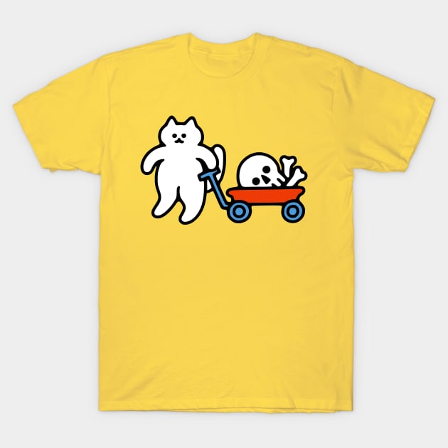 Cat and Skull Wagon T-Shirt by obinsun